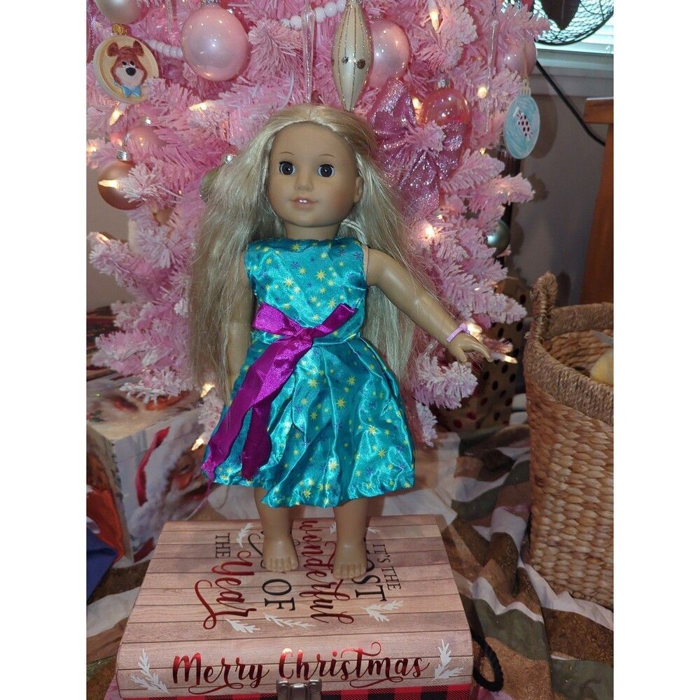 18-In Doll sized dress turquoise purple